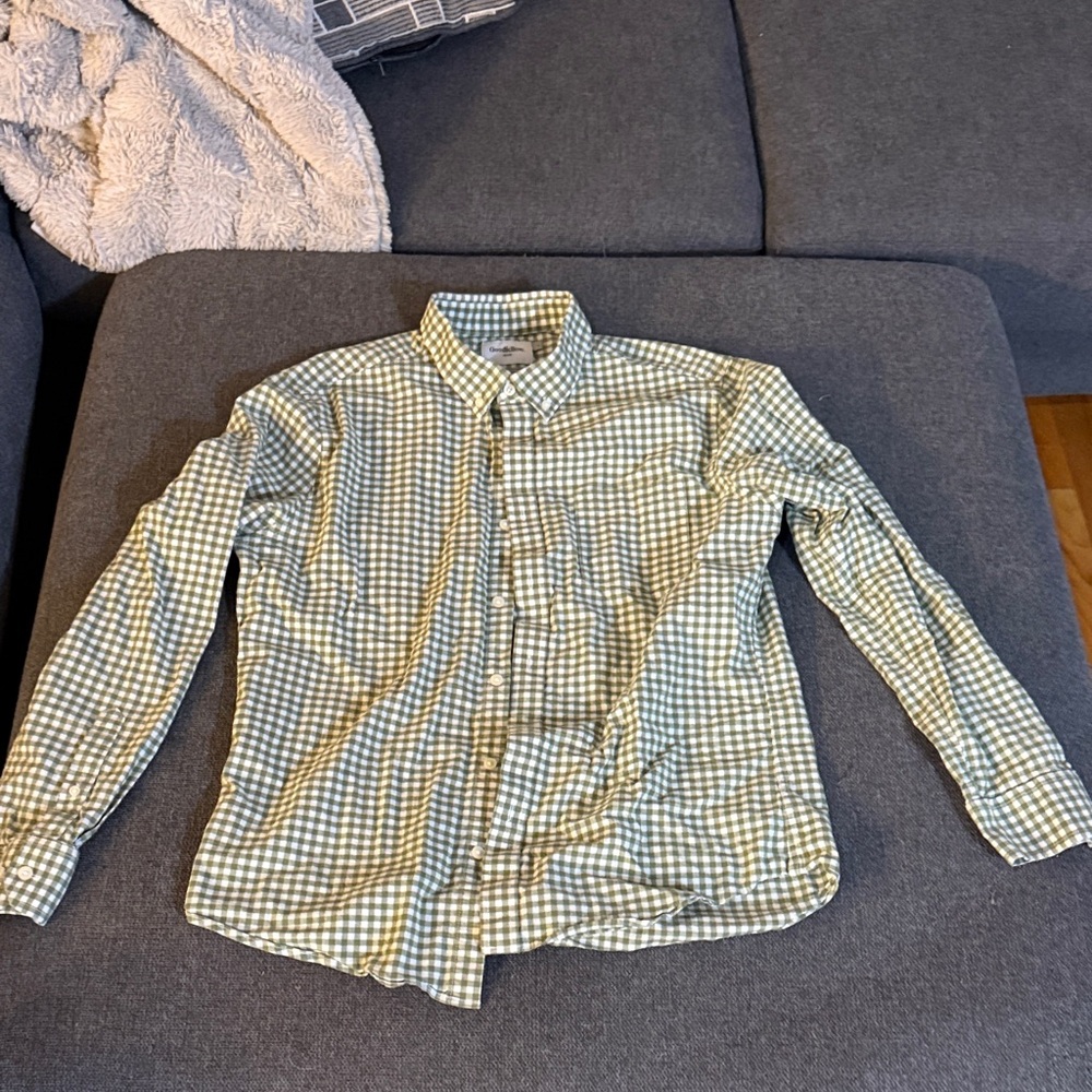 Goodfellow & Co Men's Yellow and White Checkered Shirt